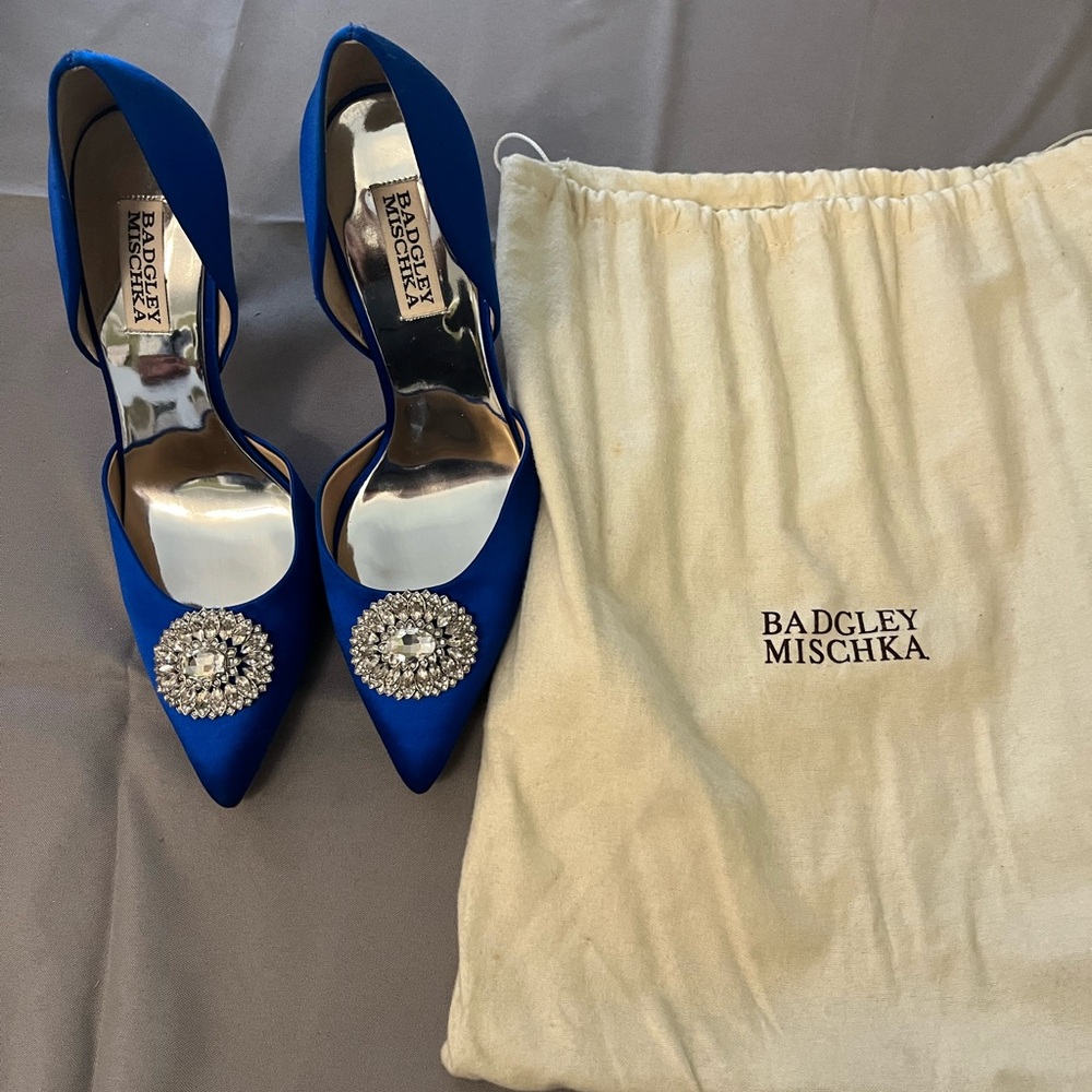 Badgley Mischka Blue Crystal Embellished Heels